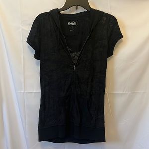 Maurices Black Hoodie Zip Up Short Sleeve Jacket L